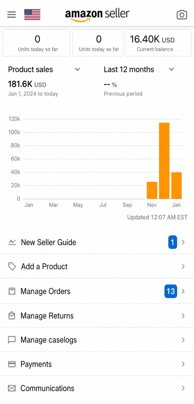 Amazon Seller dashboard screenshot 7
